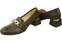 Damenschuhe mit Zierkette Pumps Mokassins Naturleder 193 Olive ElitaBut