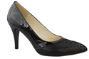 Damenschuhe Pumps mit Schuppenmotiv, Naturleder, Schwarz 951 ElitaBut