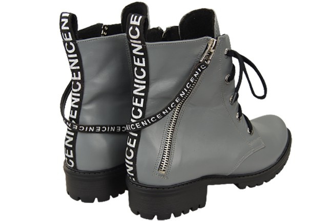 Schuhe Damen-Stiefeletten mit der Aufschrift NICE, Naturleder, Grau 173 von ElitaBut