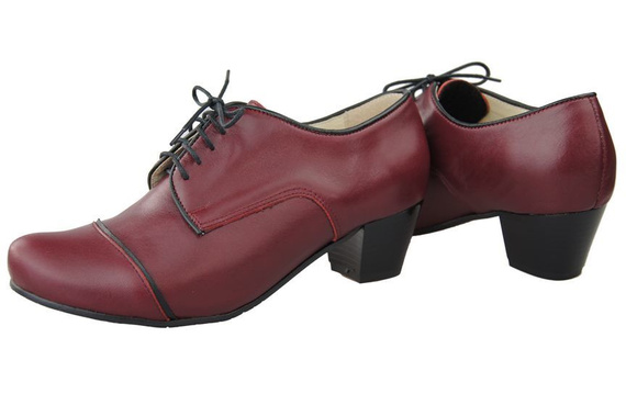 Schuhe Damenschuhe, Schnürschuhe, Naturleder, Burgund 956 ElitaBut