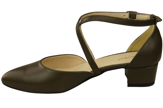 Damen Sandalen Echtleder Olive mit Riemen Niedriger Absatz 223 ElitaBut