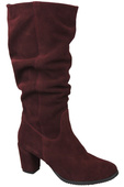 Schuhe Damenstiefel, Naturleder, Velours 141 Burgund ElitaBut