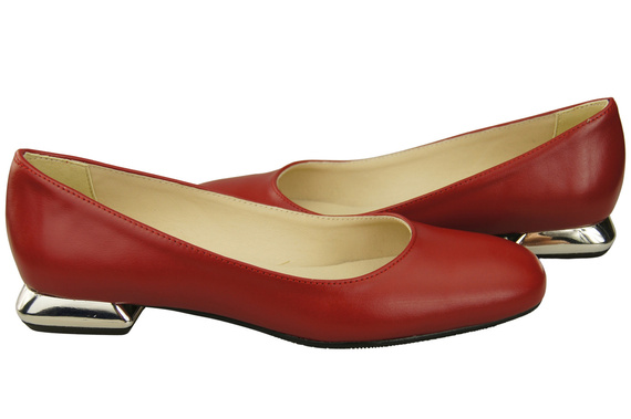 Flache Frauen Schuhe Rot Dekorative Ferse Naturleder 209 ElitaBut