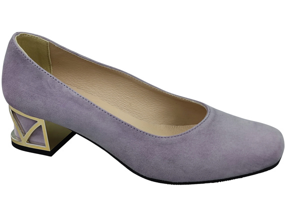Bequeme Damenschuhe Lilienfarben Pumps mit dekorativem Absatz Natürliches Wildleder 219 von ElitaBut