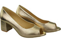 Damenschuhe PEEP TOE Gold Pumps, Naturleder mit beschichtetem Absatz 192 ElitaBut