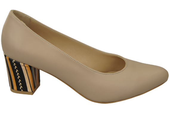 Damenschuhe Cappuccino Grain Pumps Naturleder mit Zierabsatz 158 ElitaBut