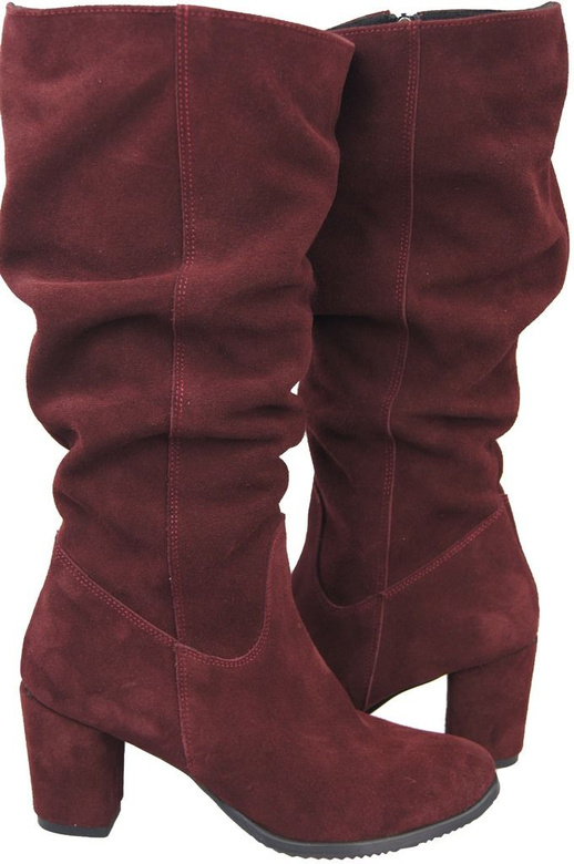Schuhe Damenstiefel, Naturleder, Velours 141 Burgund ElitaBut