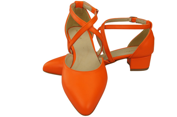 Damen Sandalen Echtleder Orange mit Riemen Niedriger Absatz 223 ElitaBut