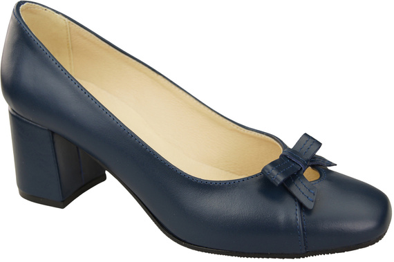 Damen Pumps mit Schleife Marineblau Naturleder und niedrigem Absatz 203 ElitaBut