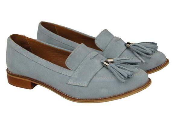 Schuhe Damen Mokassins, Naturveloursleder, Blau 134 ElitaBut