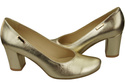 Klassische Damen Gold Leder Mandel Nase Pumps 201 ElitaBut