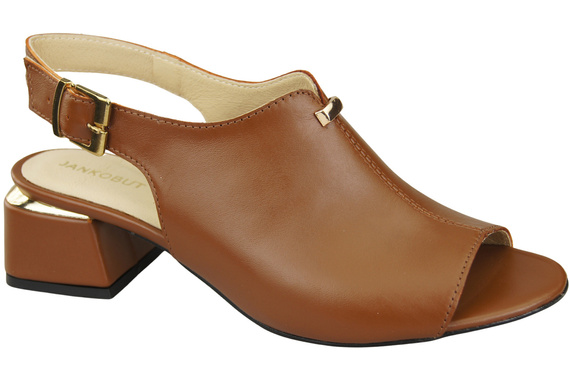 Damenschuhe Sandalen Braun, goldene Schnalle, Naturleder 198 ElitaBut