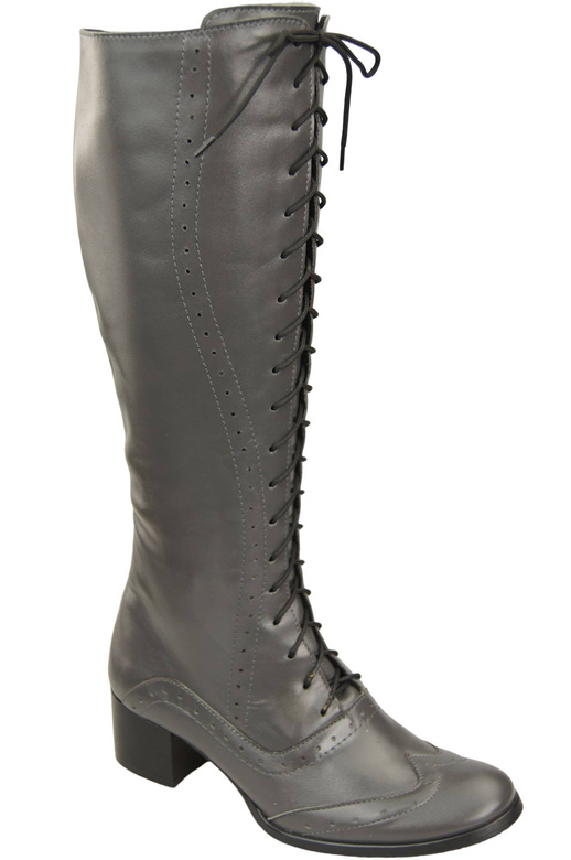 Damenschuhe Schnürstiefel, Naturleder, Graphit 595 ElitaBut