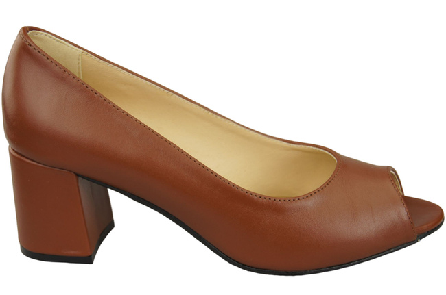 Damenschuhe PEEP TOE Pumps Braunes Naturleder mit beschichtetem Absatz 192 ElitaBut