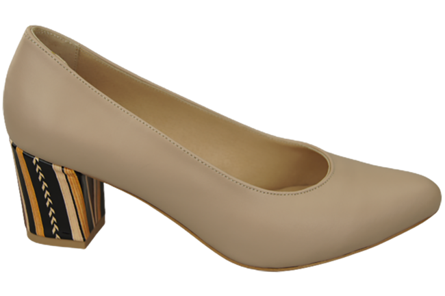 Damenschuhe Cappuccino Grain Pumps Naturleder mit Zierabsatz 158 ElitaBut