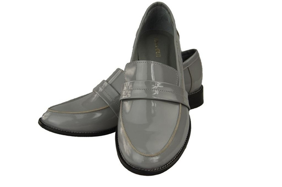 Schuhe Damen Mokassins Naturleder Grau lackiert 139 ElitaBut