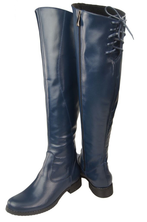 Schuhe Damenstiefel Stiefel Overknee-Stiefel Naturleder Marineblau 121 ElitaBut