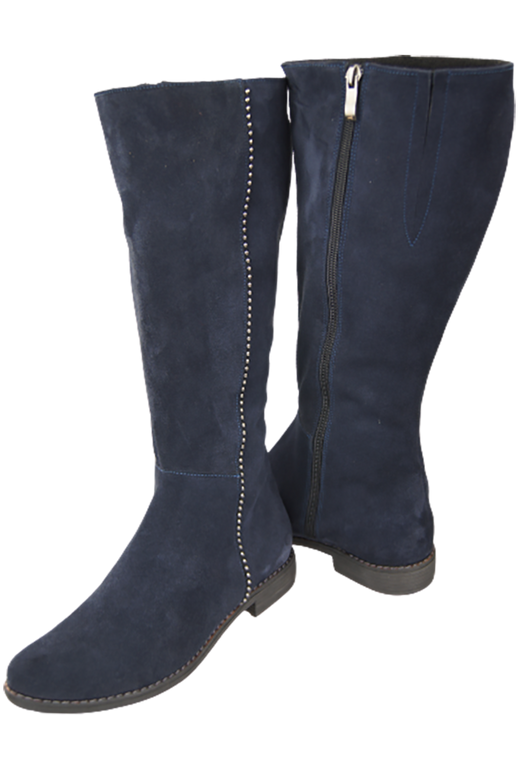 Schuhe Damenstiefel, Naturleder, Velours 153, Marineblau ElitaBut