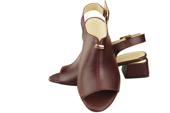 Damenschuhe Sandalen Burgunderrote goldene Schnalle Naturleder 198 ElitaBut