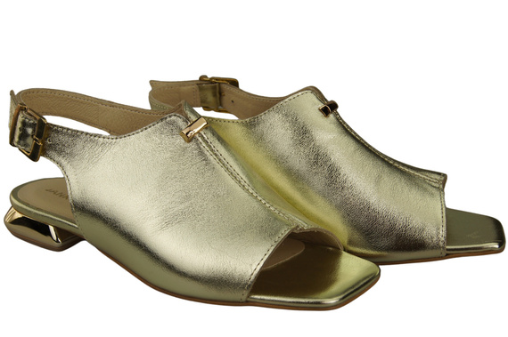 Bequeme Frauenschuhe Sandalen Gold Flacher Goldabsatz Naturleder 207 ElitaBut