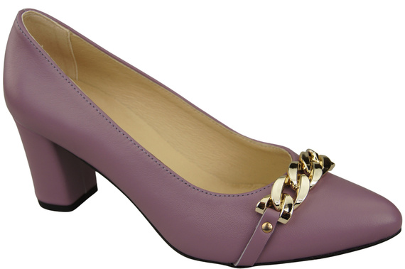 Klassische Frauen Lilie Naturleder Schuhe mit Gold Ornament Kette 200 ElitaBut