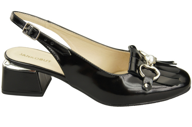 Damenschuhe Schwarz glänzend Sandalen mit Fransen verziert Naturleder 208 ElitaBut