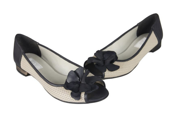 Damen-Ballerinas, Naturleder, Marineblau 710 ElitaBut