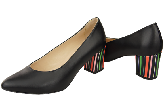 Damenschuhe Pumps aus schwarzem Naturleder mit Zierabsatz 158 ElitaBut