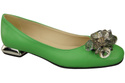 Damen Limette Pumps mit Kristallen flach Naturleder 216 ElitaBut