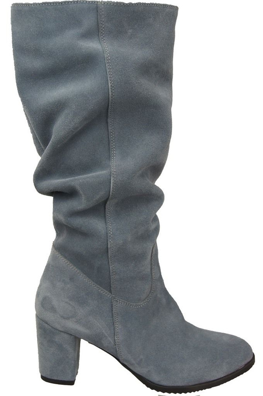 Schuhe Damenstiefel, Naturleder, Velour 141, Grau ElitaBut