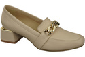 Damenschuhe mit Zierkette Pumps Mokassins Naturleder 193 Beige ElitaBut