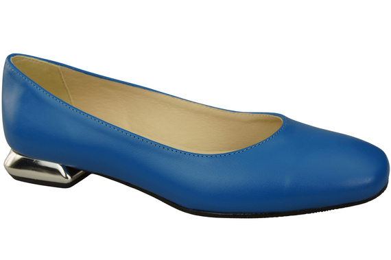 Flache Frauen Schuhe Blau Dekorative Ferse Naturleder 209 ElitaBut