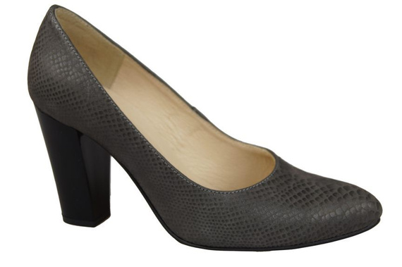 Damenschuhe Pumps, Naturleder, Schuppenmotiv, Grau 926 ElitaBut