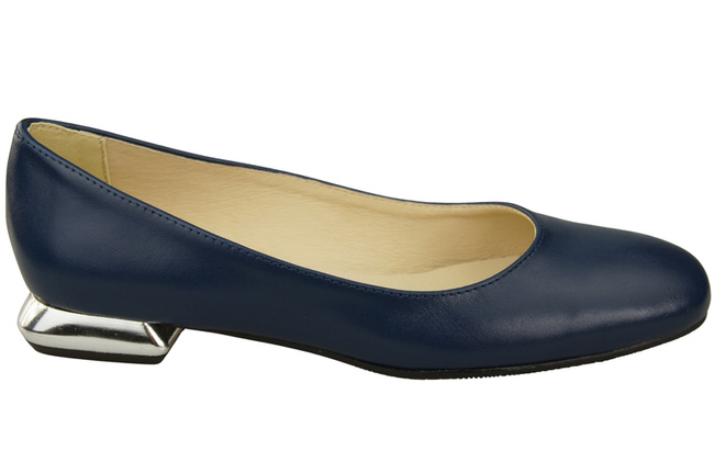 Flache Frauen Schuhe Marineblau Dekorative Ferse Naturleder 209 ElitaBut