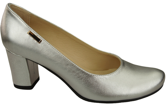 Klassische Damen Silber Leder Mandel Nase Pumps 201 ElitaBut