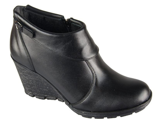 Damen-Keilstiefel, Naturleder, Schwarz 739 ElitaBut