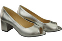 Damenschuhe PEEP TOE Pumps Silber Naturleder mit beschichtetem Absatz 192 ElitaBut