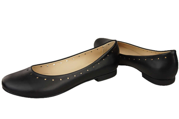 Damenschuhe Bequeme Ballerinas, Naturleder, Schwarz 162 ElitaBut