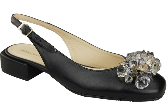 Damen Schuhe Schwarze Sandalen mit Kristallen Naturleder 215 ElitaBut