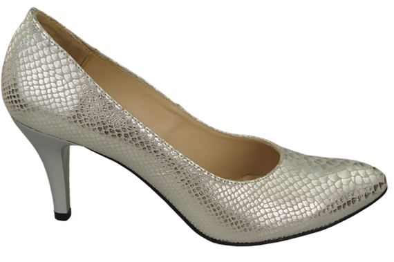 Damenschuhe Silber Pumps Schlangenmotiv Naturleder 150 ElitaBut