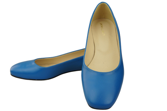 Flache Frauen Schuhe Blau Dekorative Ferse Naturleder 209 ElitaBut