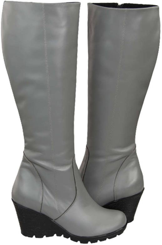 Damenschuhe Keilstiefel, Naturleder, Grau 745 ElitaBut