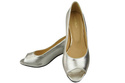 Damenschuhe PEEP TOE Pumps Silber Naturleder mit beschichtetem Absatz 192 ElitaBut