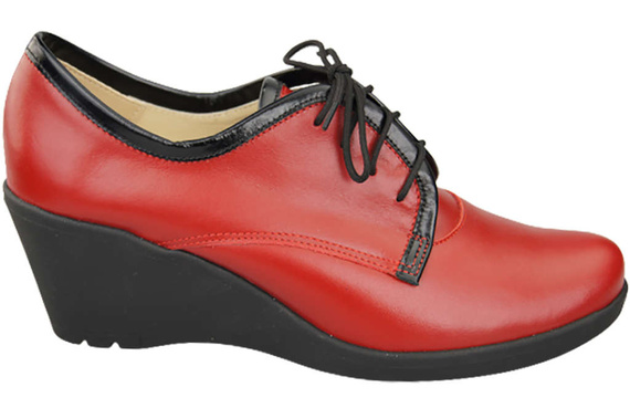 Schuhe Damenschuhe mit Keilabsatz, Naturleder, Rot 181 ElitaBut