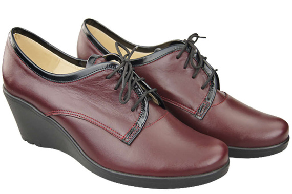 Damenschuhe mit Keilabsatz, Naturleder, Burgund 181 ElitaBut