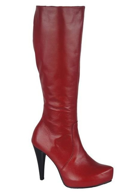 Damen-Plateaustiefel, Naturleder, Rot 687 ElitaBut