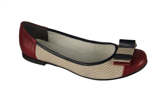 Durchbrochene Ballerinas für Damen, Naturleder, Rot-Beige 718 ElitaBut