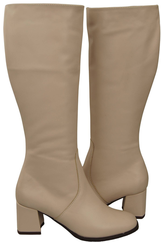 Bequeme Damen Cappuccino Blass Niedrig Absatz Stiefel Naturleder 212 ElitaBut