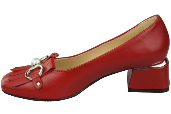Damenschuhe Pumps mit Fransen verziert Rotes Naturleder 195 ElitaBut