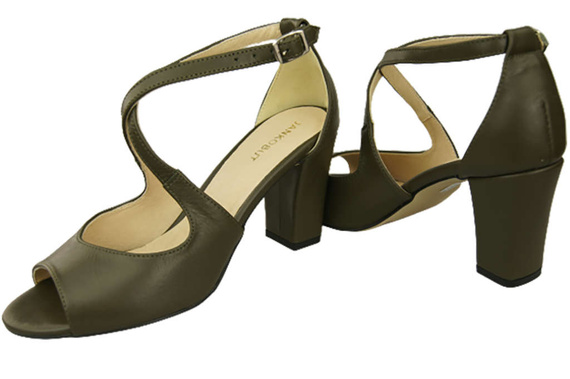 Damenschuhe Olivgrüne Sandalen, Naturleder 186 ElitaBut